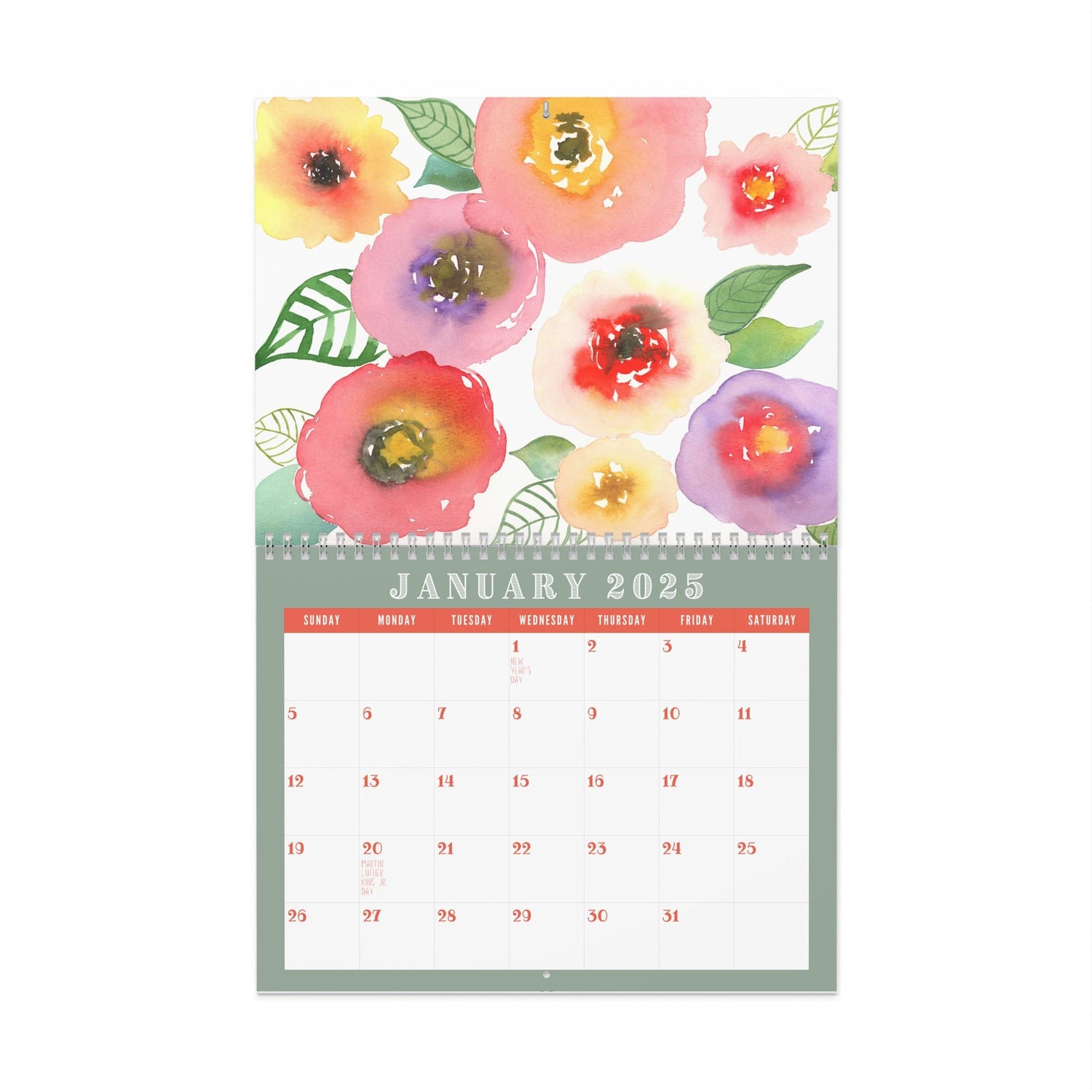 Colorful Floral Watercolor Calendar