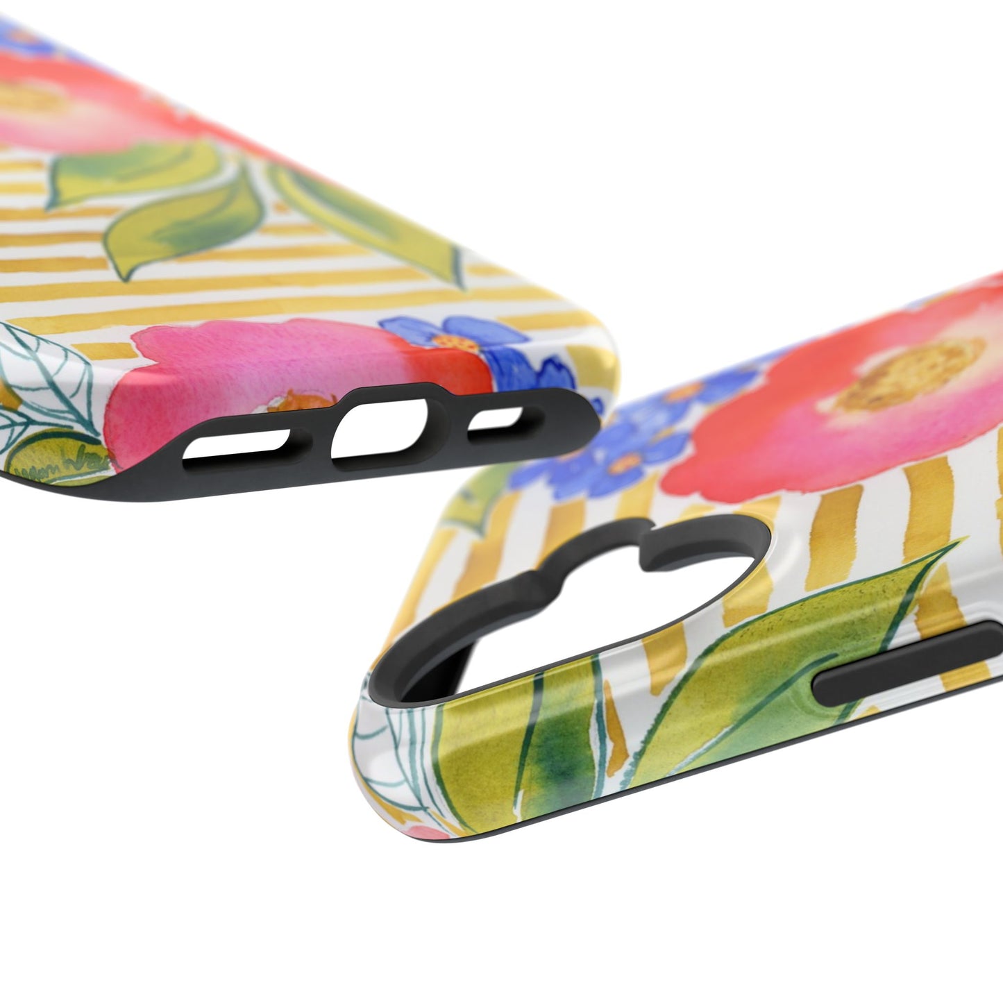 Golden Meadow Magnetic Phone Case, Gold Striped Floral Magnetic Phone Case
