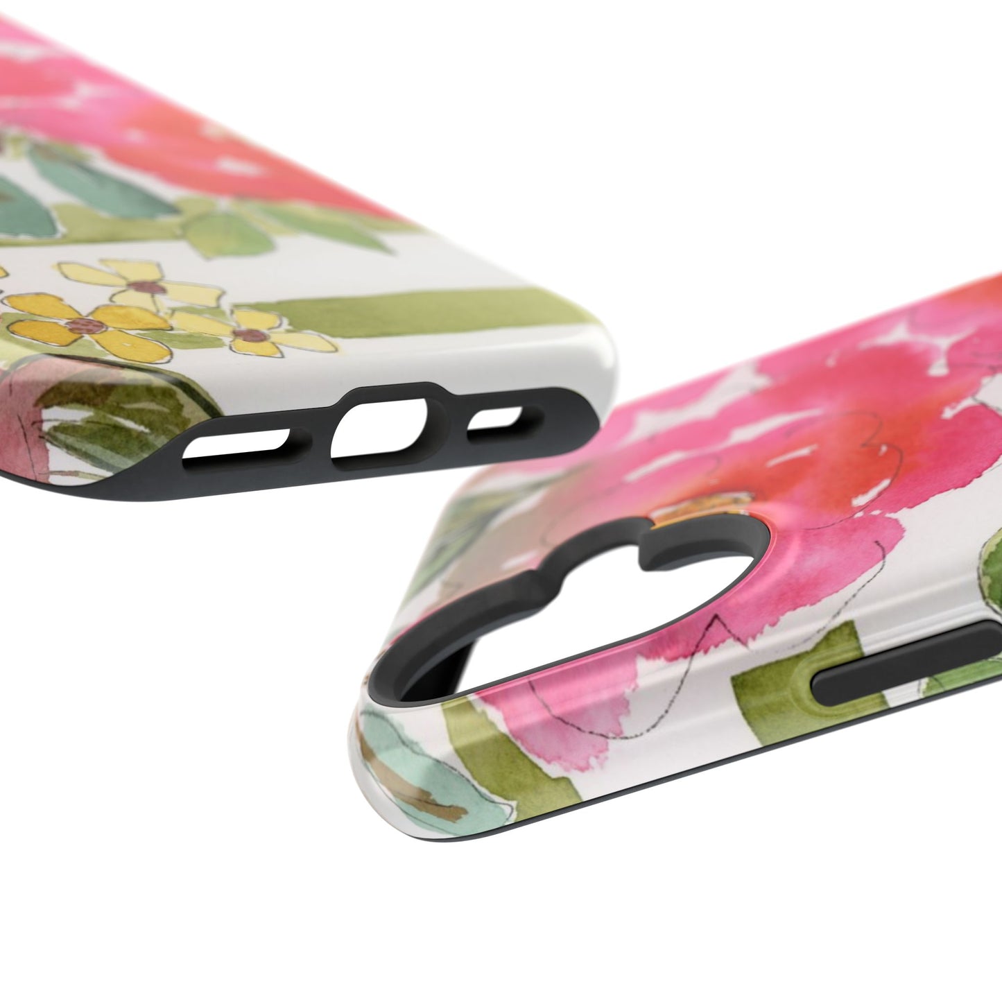 Sweet Pea Mag Phone Case, Pink & Green Magnetic Flower Phone Cover