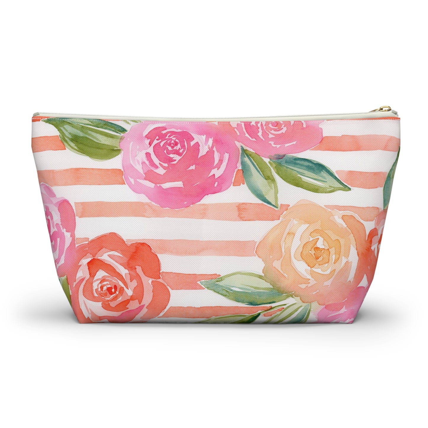 Peachy Keen Accessory Pouch w T-Bottom, Petals & Pinstripe Collection