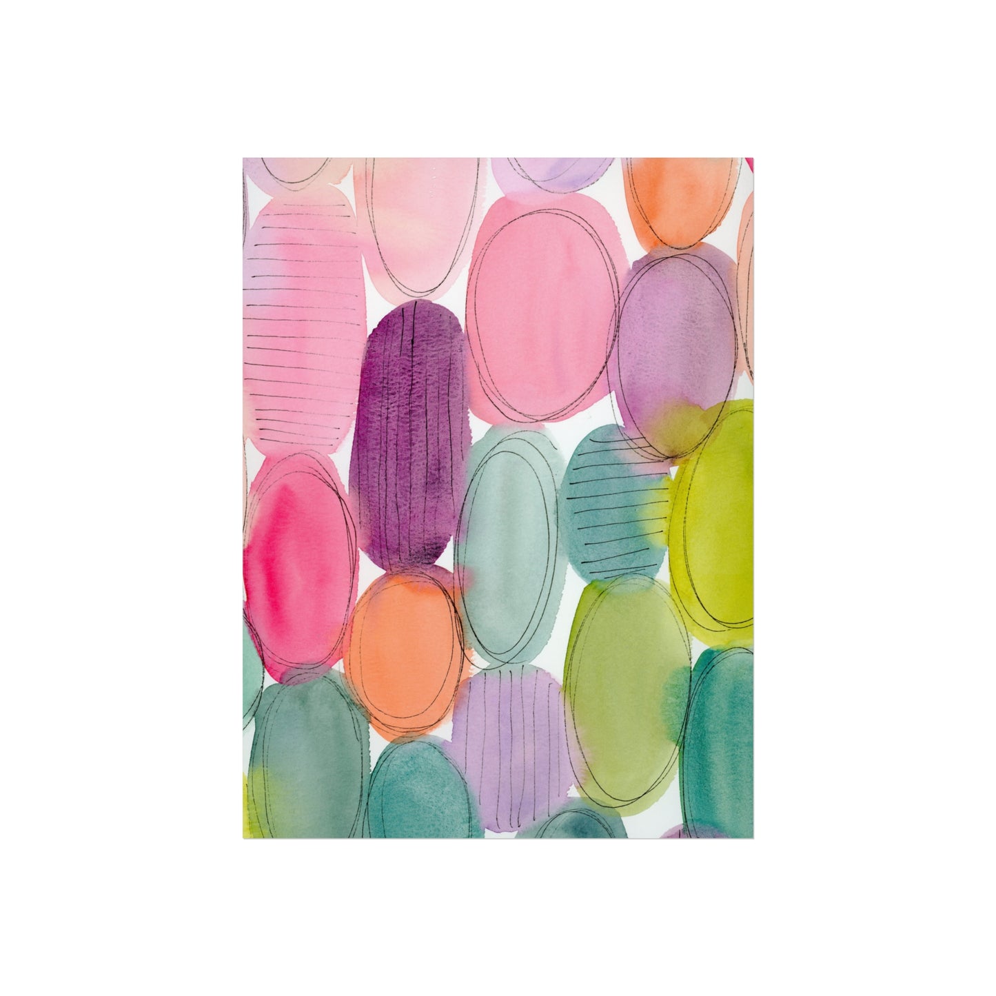 Abstract Art Print, Watercolor Fine Art Prints, Colorful Dots Print