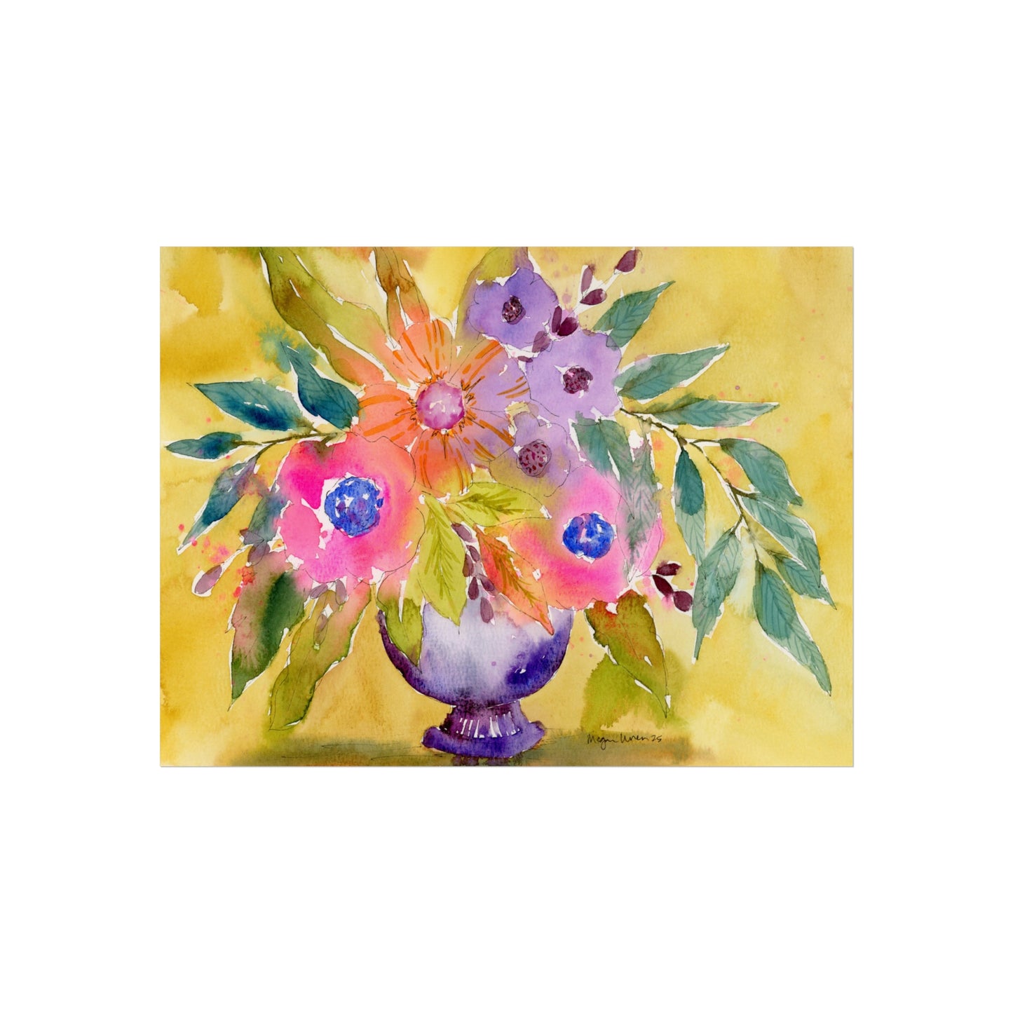 Loose Watercolor Floral Print - Original Watercolor Art Print, Fine Art Prints "Bold Blessings"