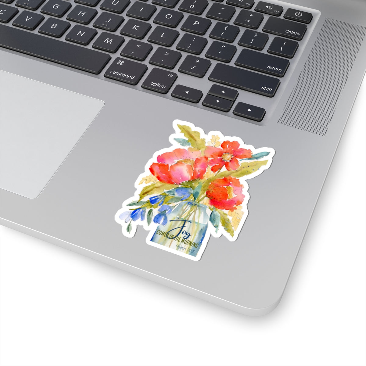 Joy Comes In The Morning, Watercolor Flowers Kiss-Cut Stickers, Red Blooms, Flowers in vase Stickers,