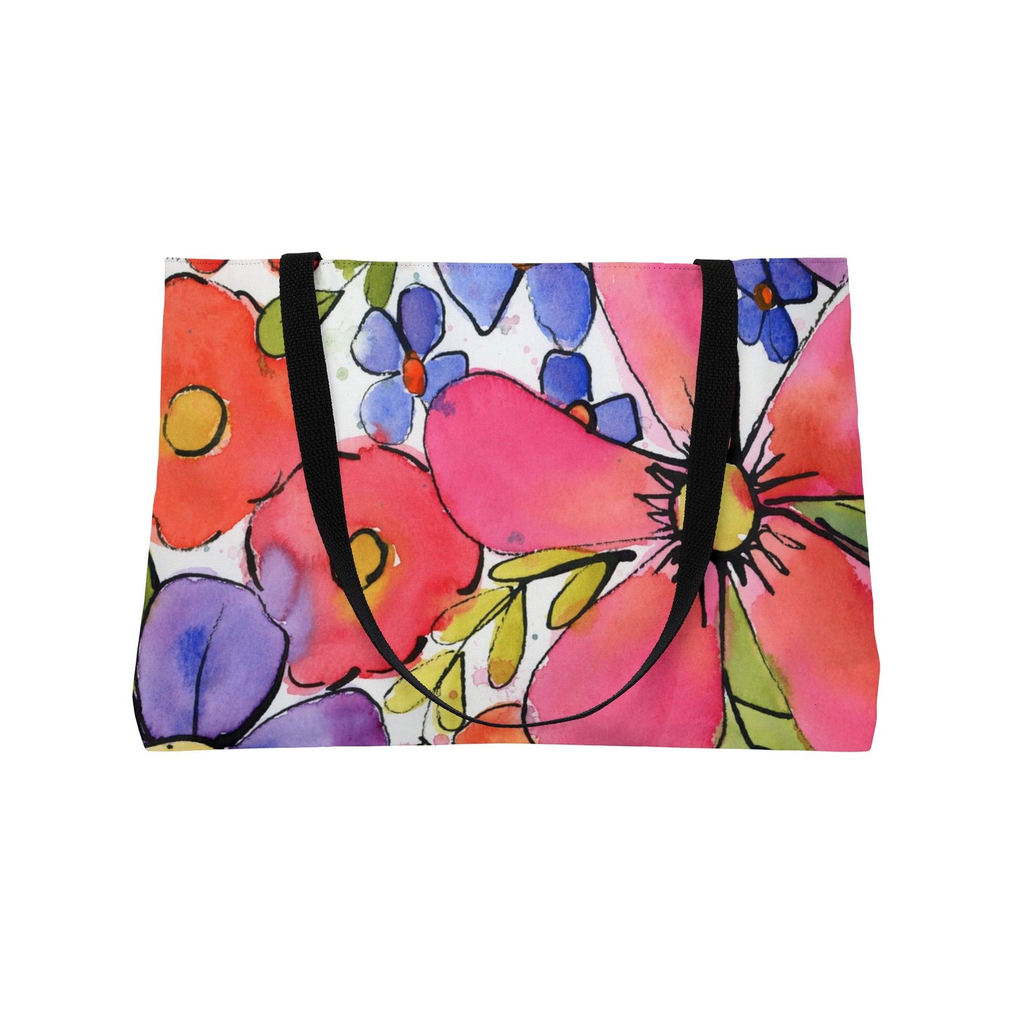 Big Bloom Weekender, Playful Colorful Bright Bold Floral Tote Bag