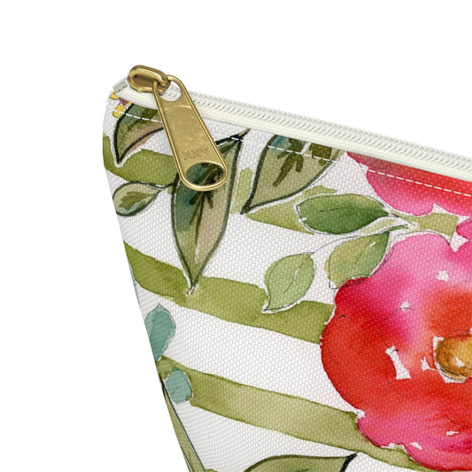 Sweet Pea Accessory Pouch w T-Bottom, Petals & Pinstripe Collection