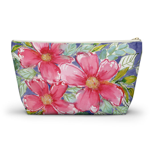 Pink Bloom Painted Accessory Pouch