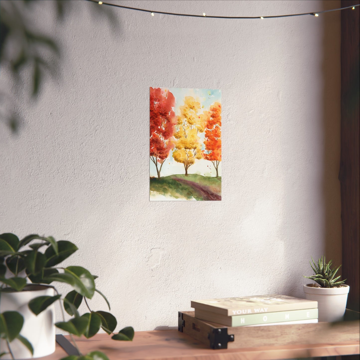 Fall Trees Landscape Watercolor Fine Art Print