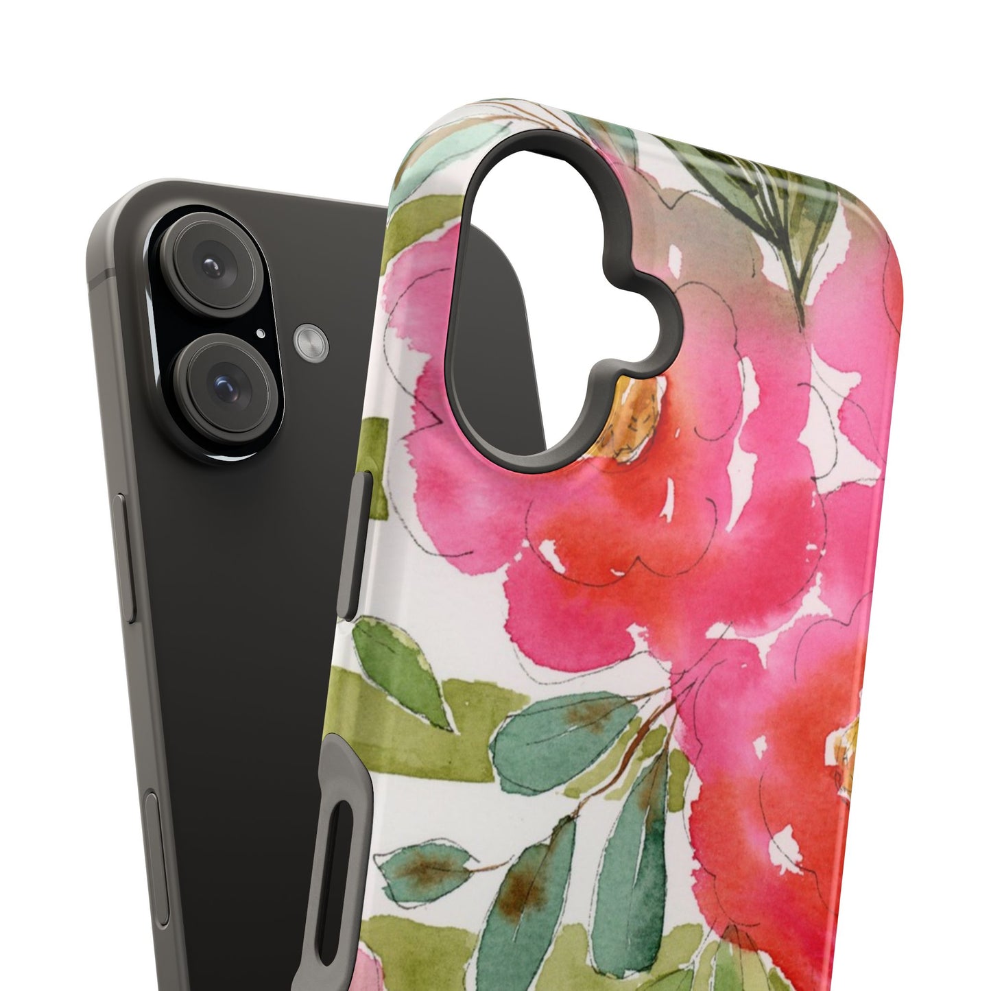Sweet Pea Mag Phone Case, Pink & Green Magnetic Flower Phone Cover