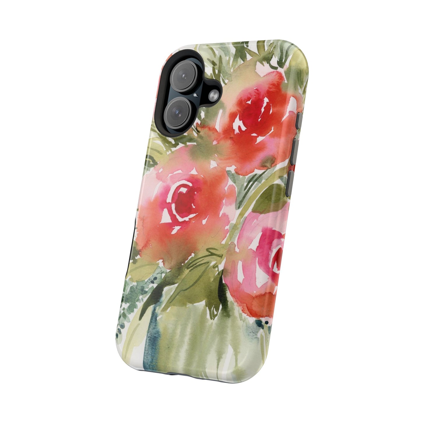 Loose Floral Watercolor Magnetic Case, Pink Bloom Phone Case