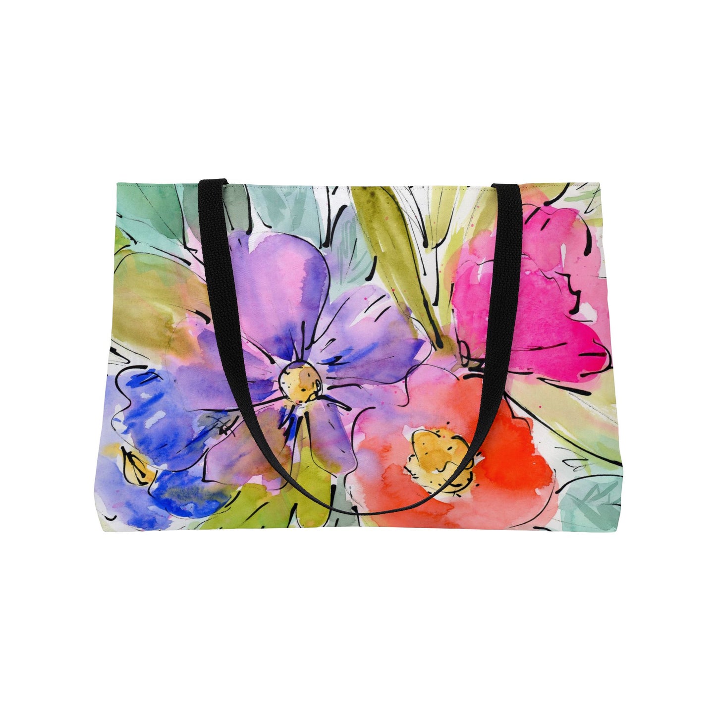 Big Bloom Weekender - Loose Floral Colorful Tote Bag - Large Watercolor Painted Tote, Travel Tote