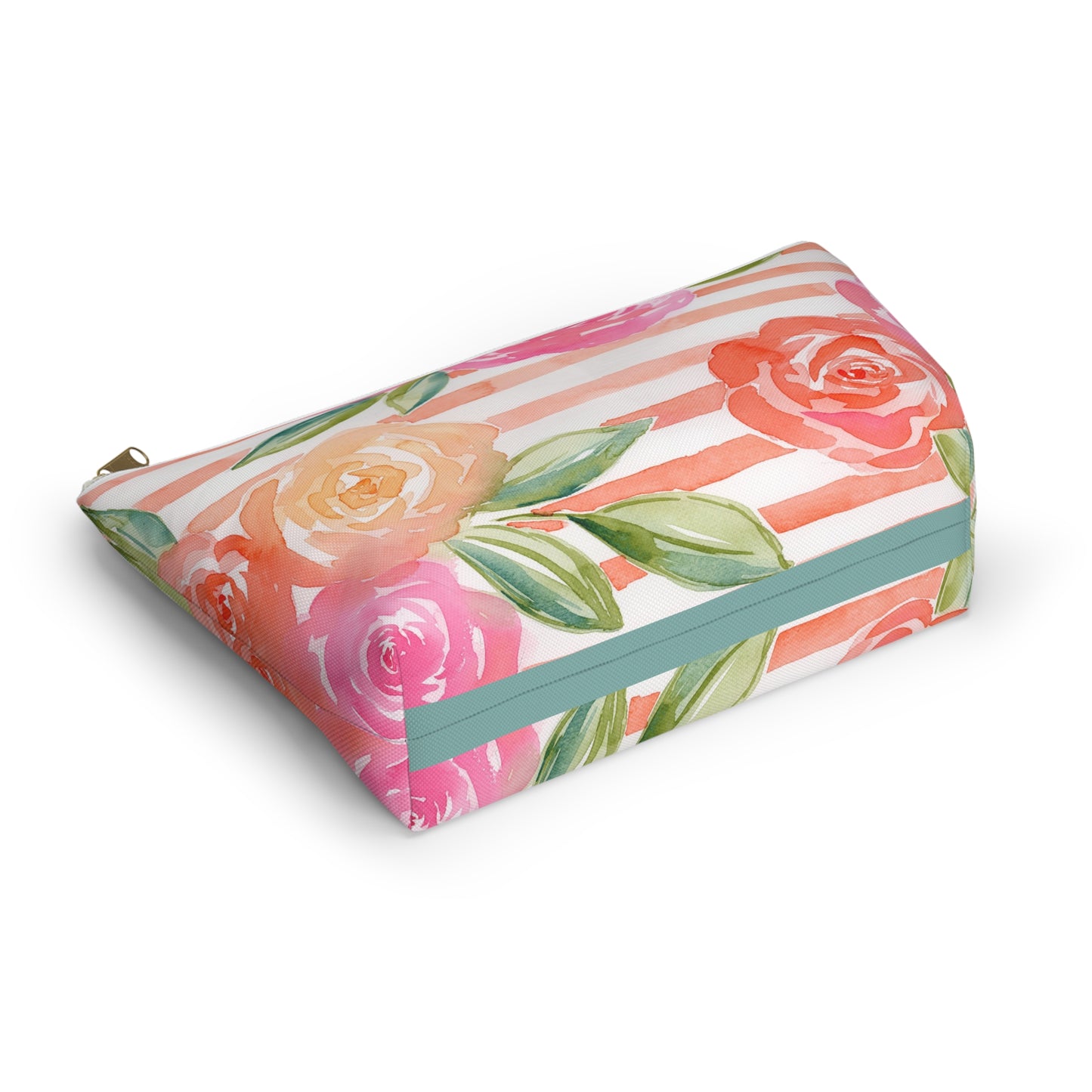 Peachy Keen Accessory Pouch w T-Bottom, Petals & Pinstripe Collection