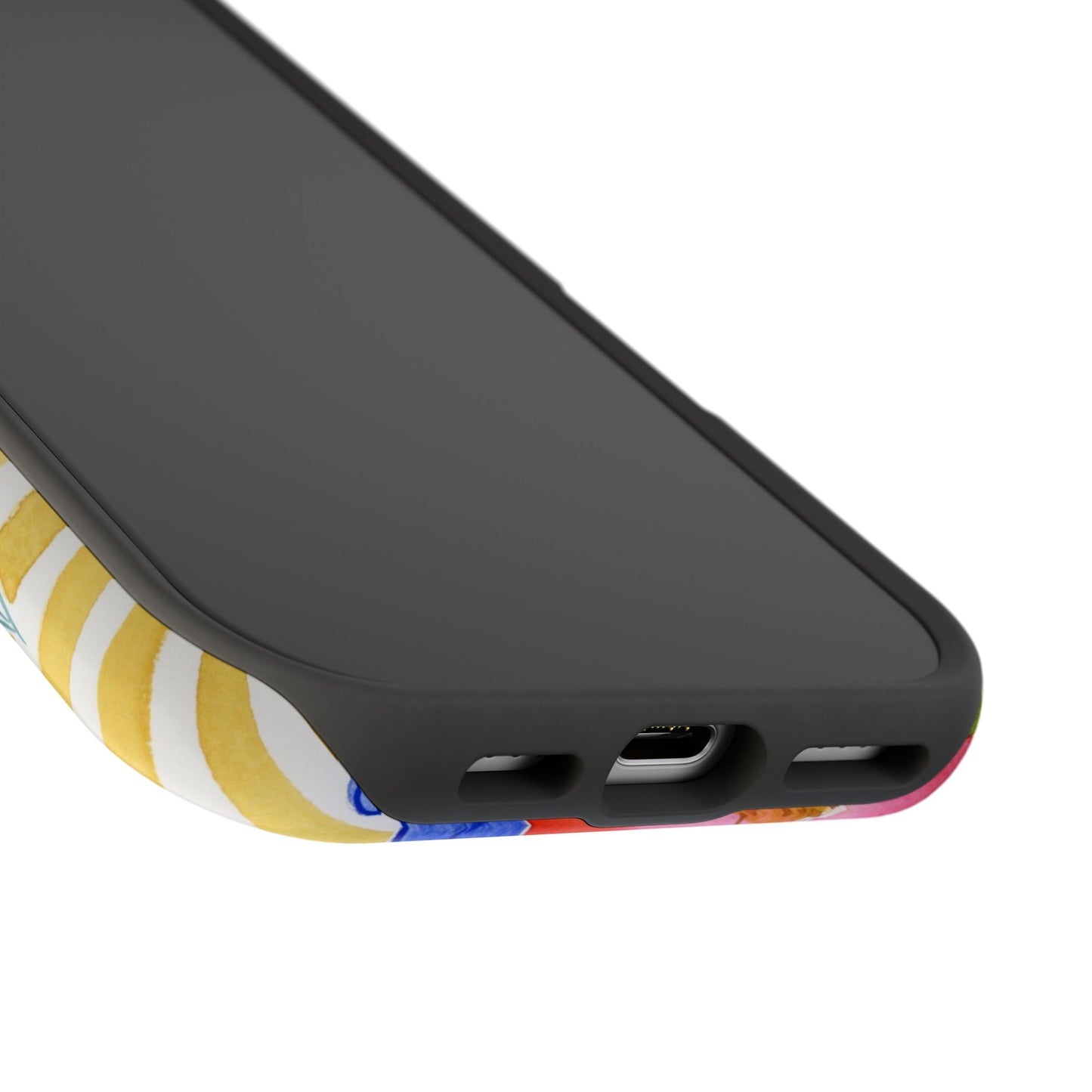 Golden Meadow Magnetic Phone Case, Gold Striped Floral Magnetic Phone Case