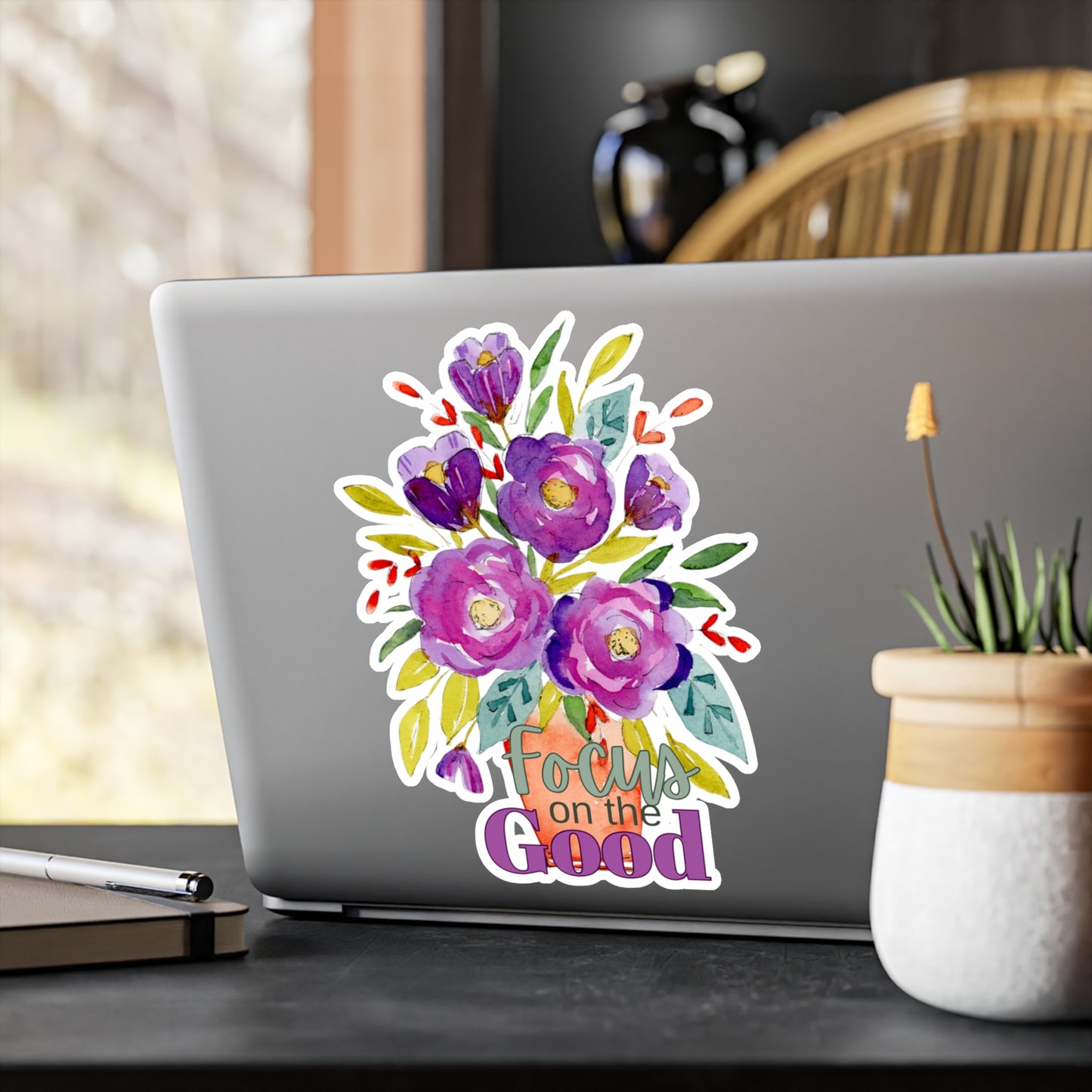 Positively Plum Watercolor Flowers 'Focus on the Good'