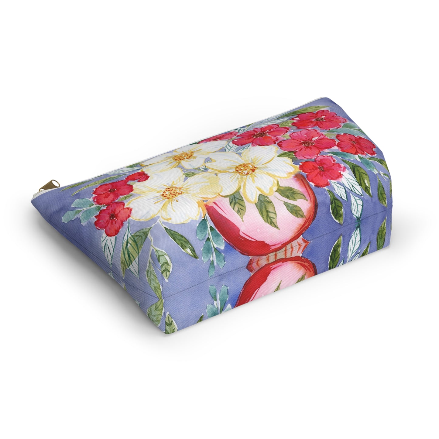 Red & White Watercolor Accessory Pouch