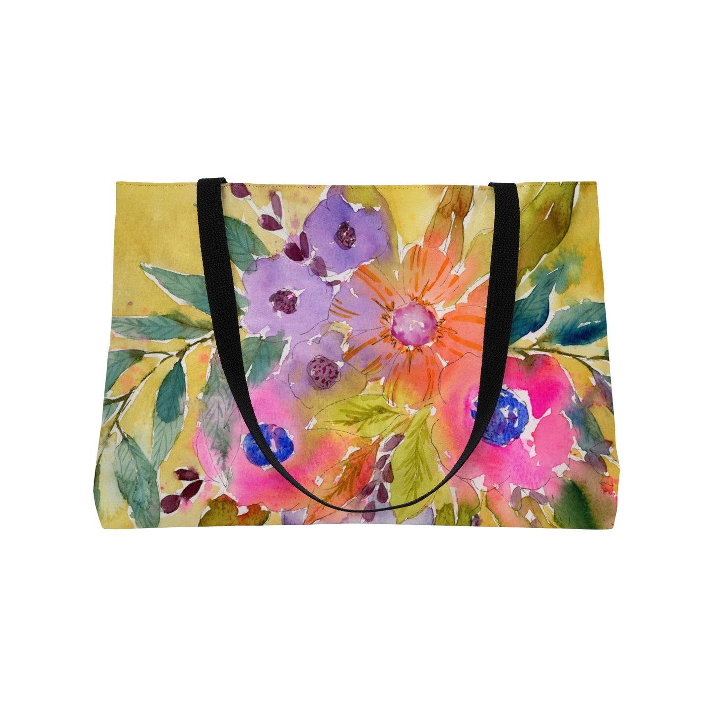 Big Bloom Weekender, Loose Colorful Watercolor Floral Tote Bag