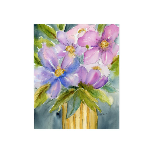 Loose Violet Floral Watercolor Fine Art Print, Original Watercolor Art Print