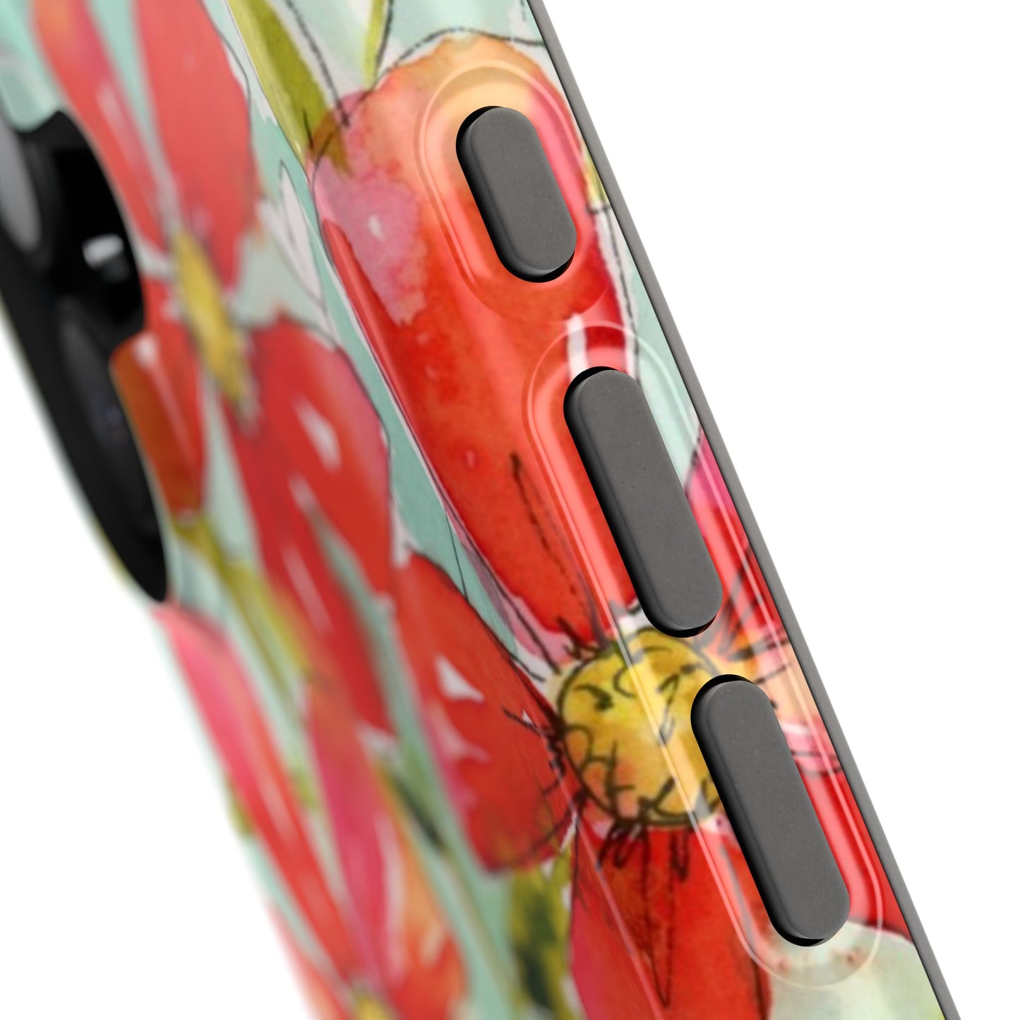 Watercolor Blooms Phone Case, Magnetic Red Flowers in Jar Phone Case