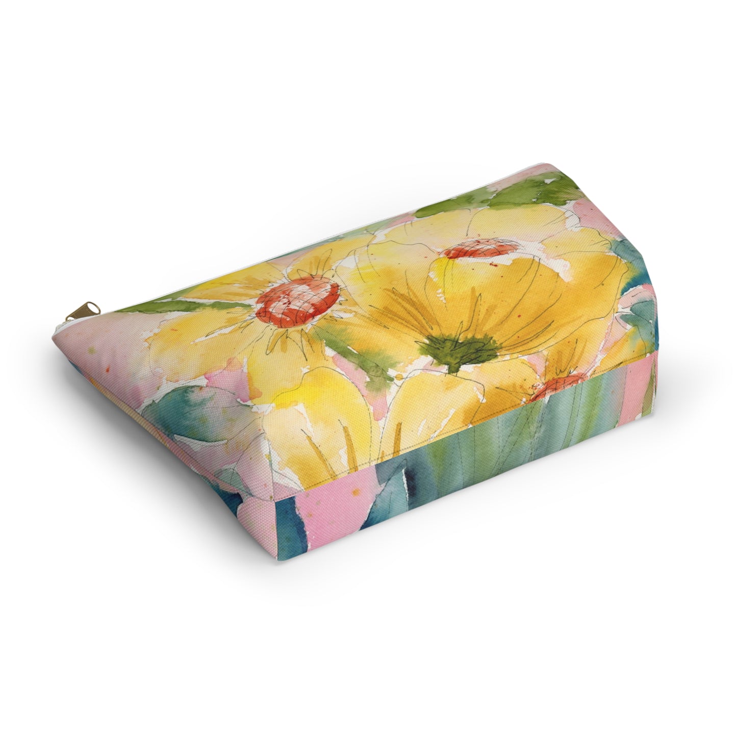 Yellow Floral Accessory Pouch