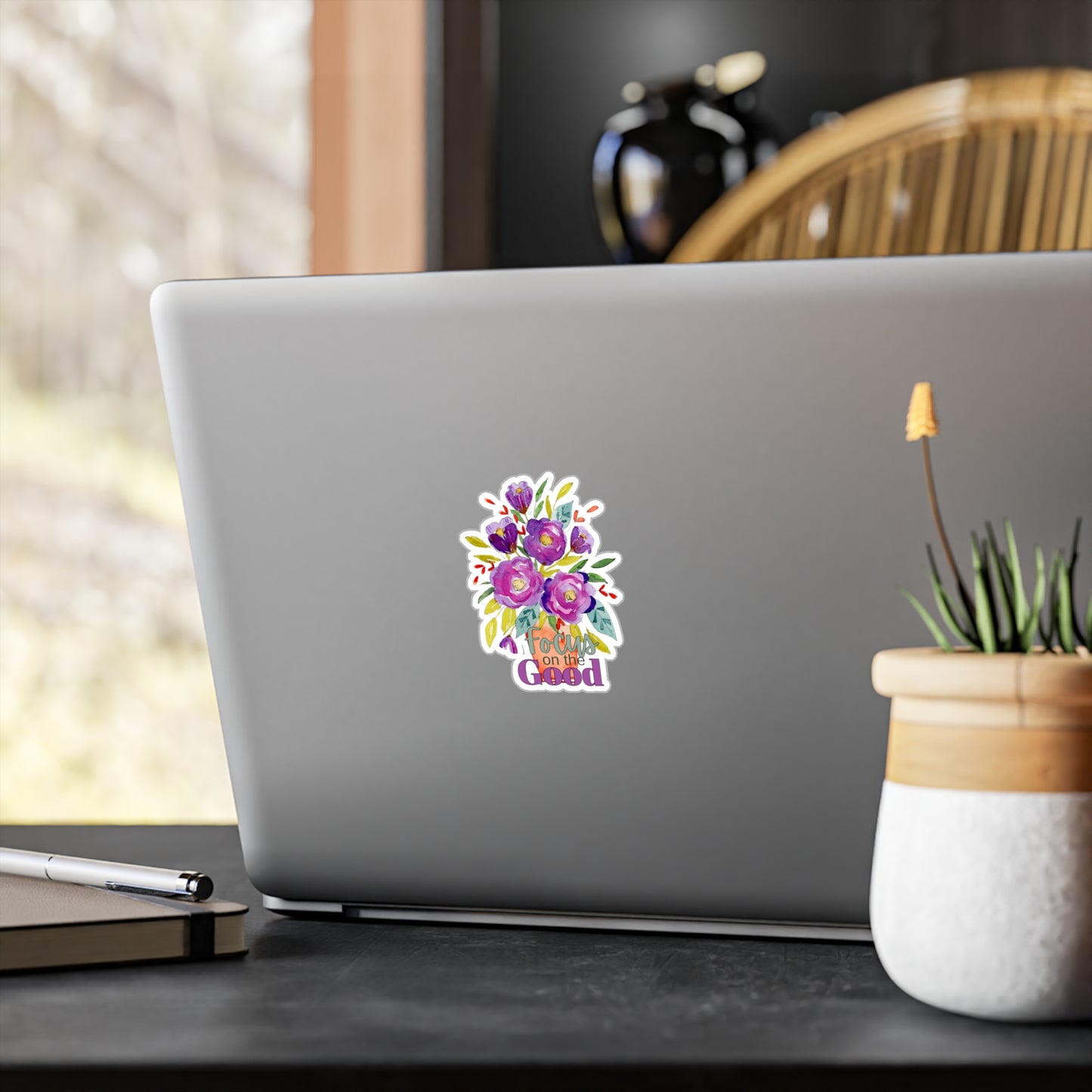 Positively Plum Watercolor Flowers 'Focus on the Good'