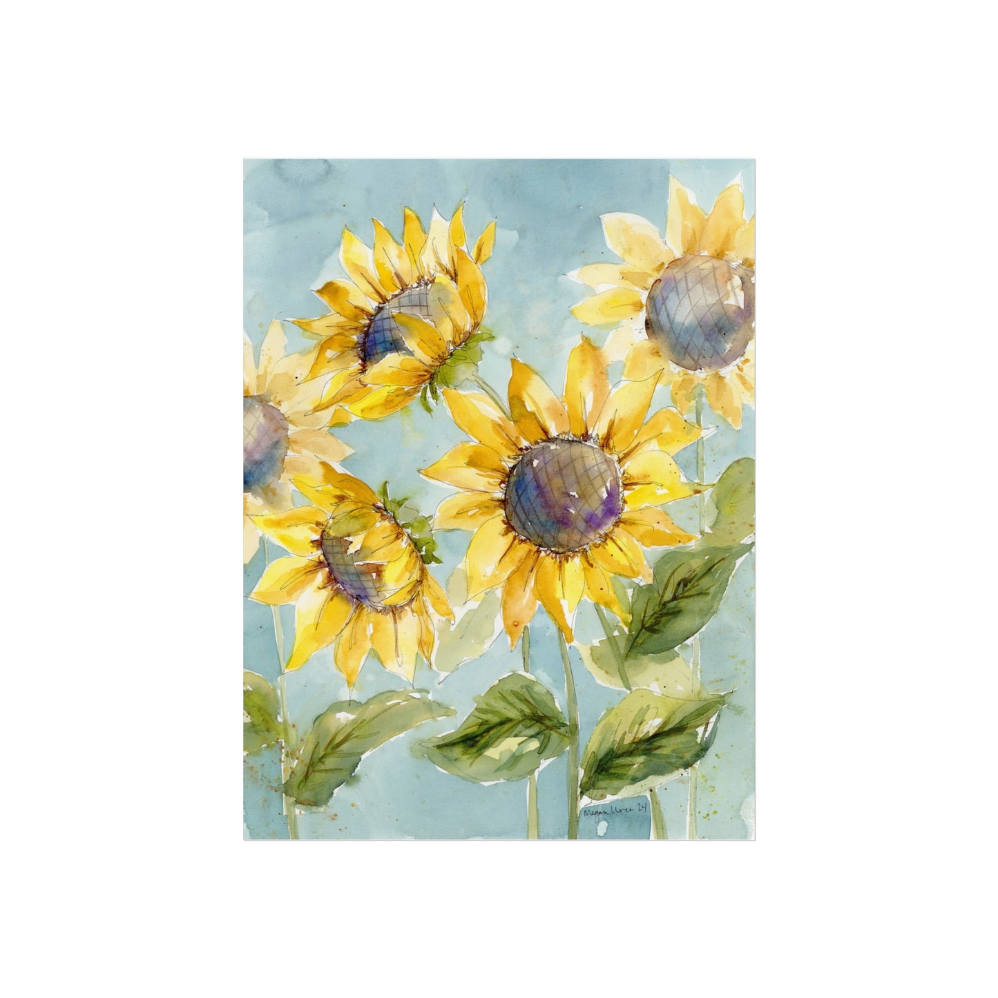 Sunflower Watercolor Print, Fine Art Sunflower Print, Sunflower Watercolor Fine Art Print
