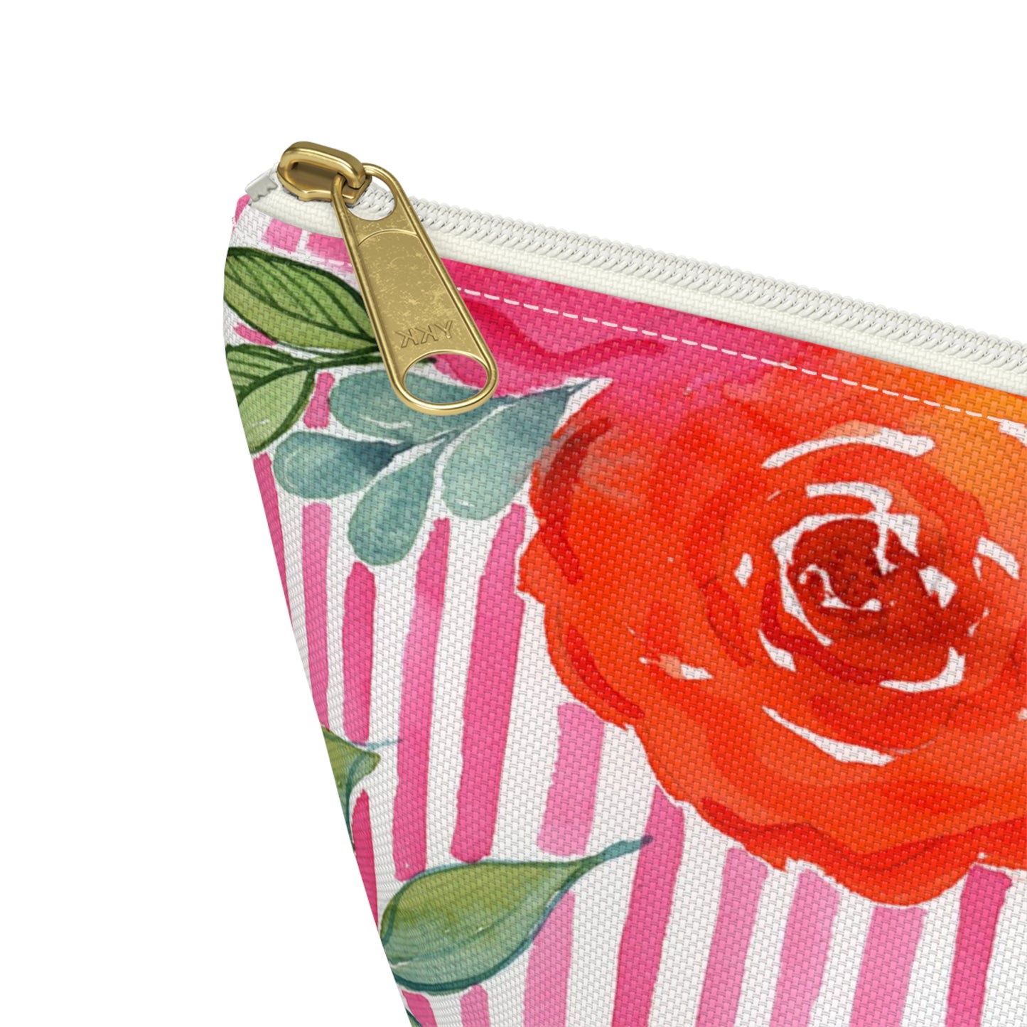 Pink Queen Pouch, Hot Pink Floral Zip Pouch, Part of the Petals & Pinstripe Collection