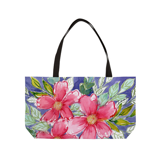 Big Bloom Weekender, Loose Watercolor Painting with Big Pink Floral Blooms