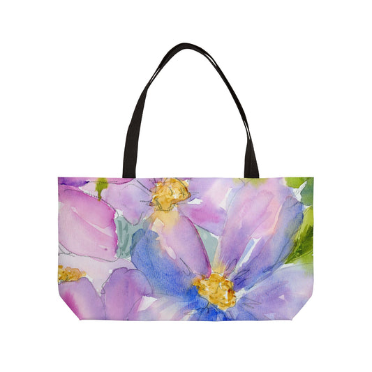 Big Bloom Weekender, Purple Floral Watercolor Tote Bag