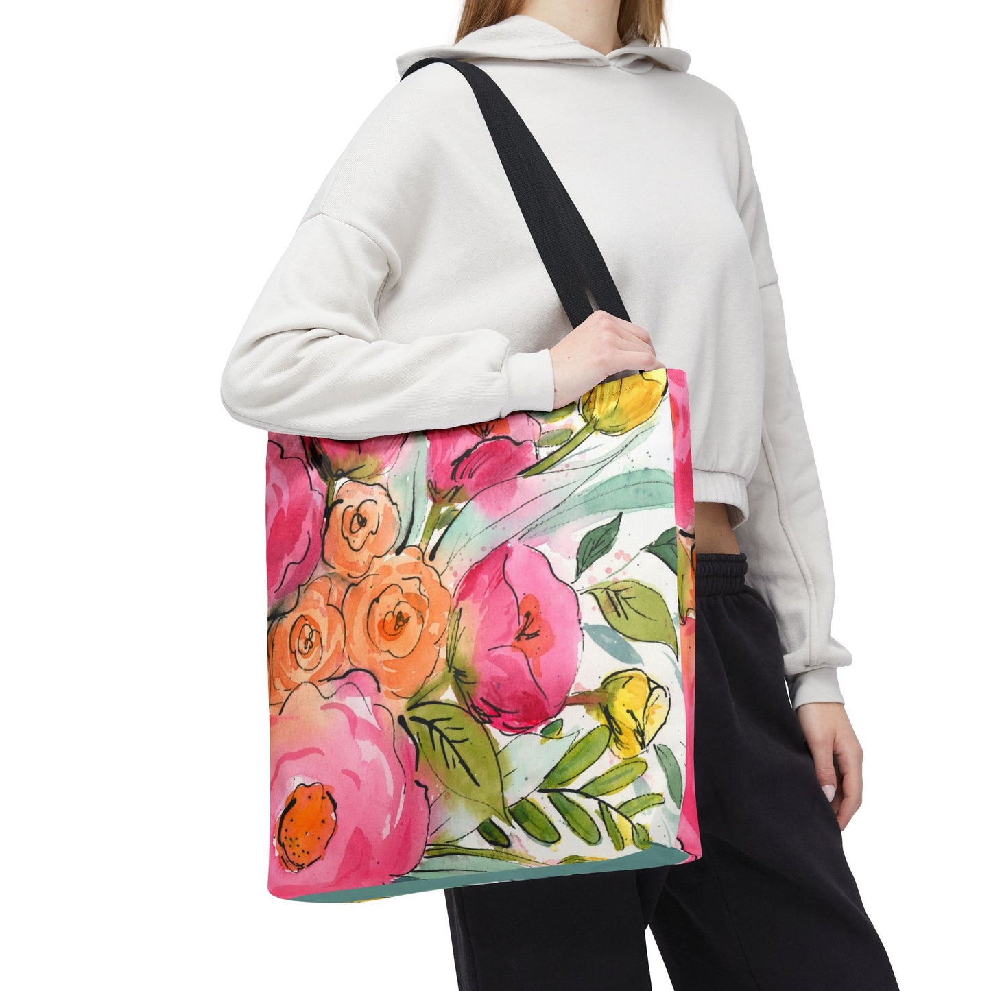 Bright Blush Bloom Watercolor Tote Bag