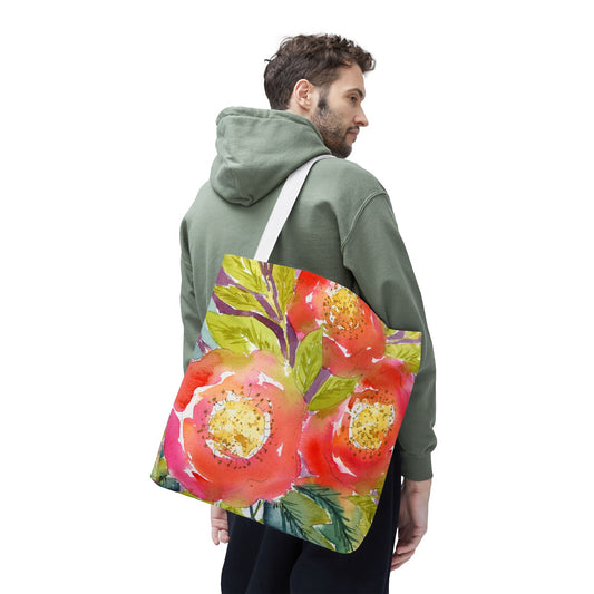 Bloom & Go Tote bag, 3 Sizes, Watercolor Floral Print Tote