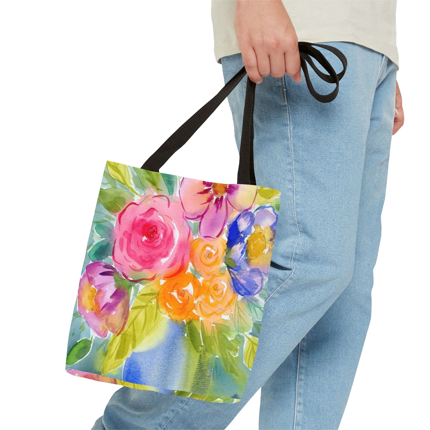 Colorful Watercolor Floral Tote Bag
