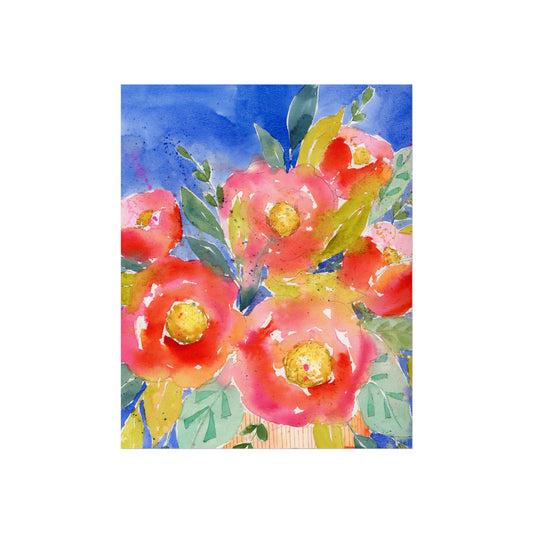 Bold Pink Blooms Print, Watercolor Floral Wall Decor, Pink Coral Floral Watercolor Fine Art Prints