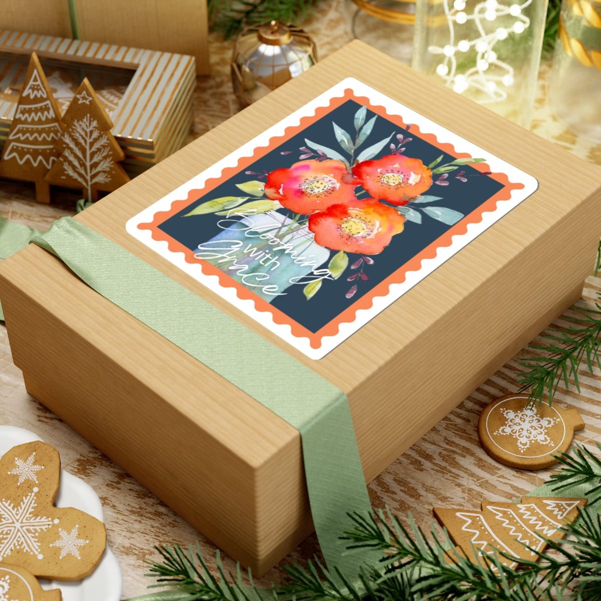 Colorful Floral Sticker 'Blooming With Grace'