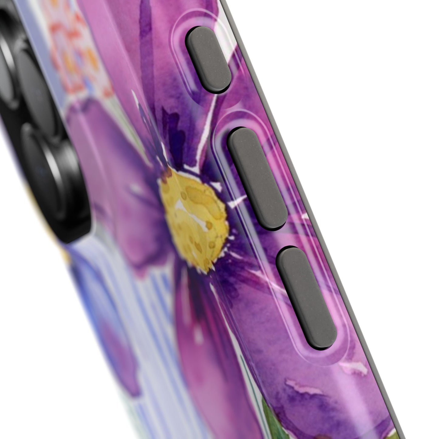 Lavender Lane Magnetic Phone Case, Lavender Blue Striped Floral Magnetic Phone Case