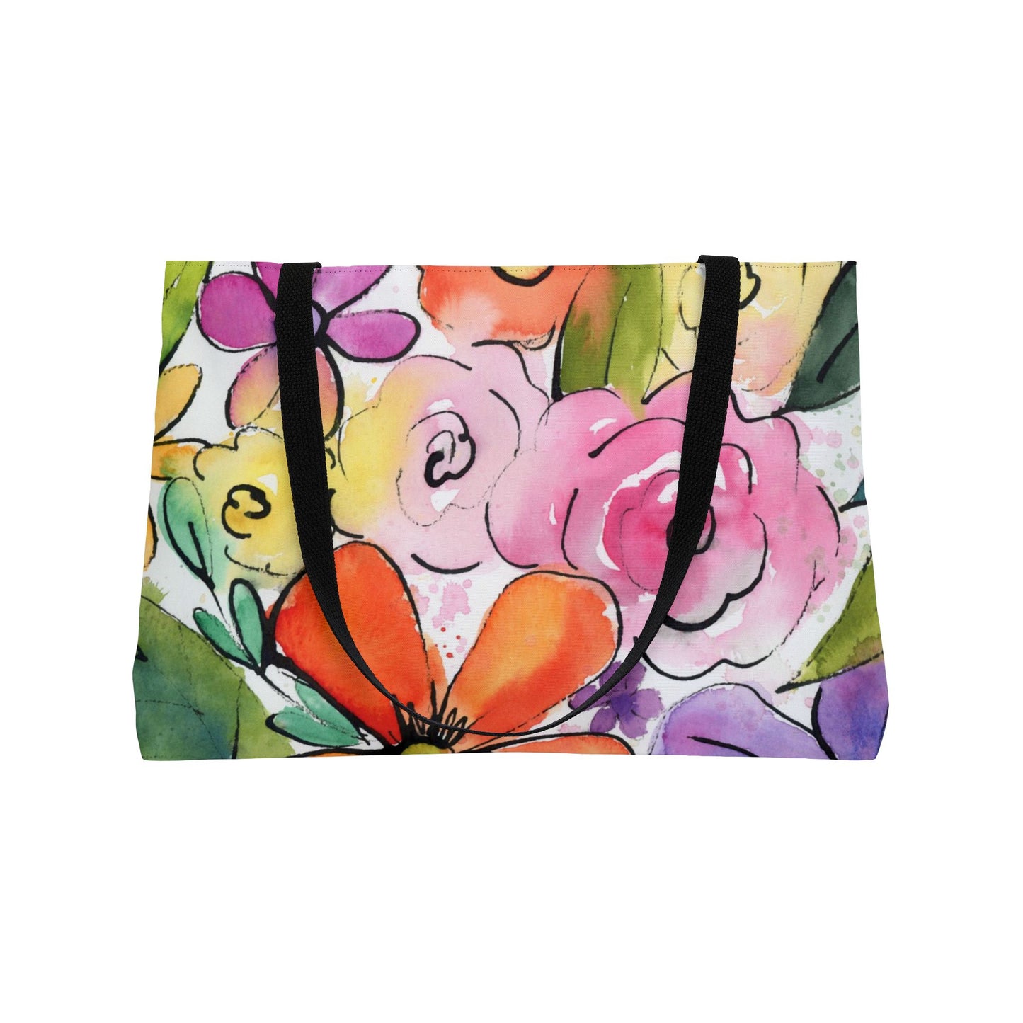 Big Bloom Weekender, Playful Colorful Bright Bold Floral Tote Bag