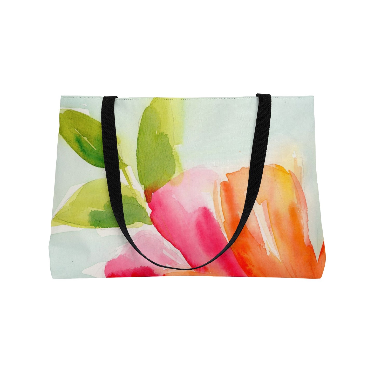 Colorful Floral Weekender Tote Bag - Large Watercolor Painted Tote, Great Gift for Mom, Teachers, Graduation - Travel Tote, Collage Bag,