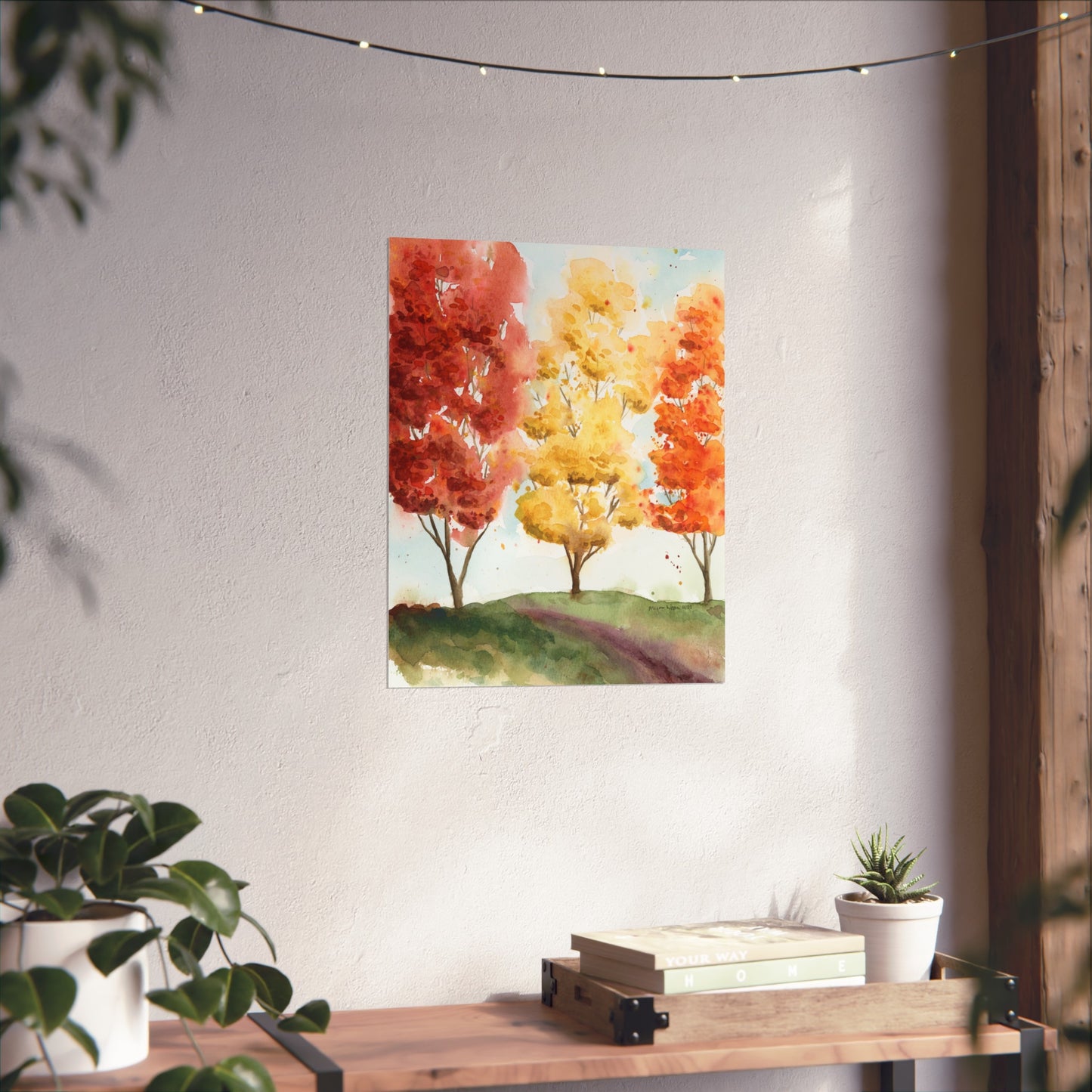 Fall Trees Landscape Watercolor Fine Art Print