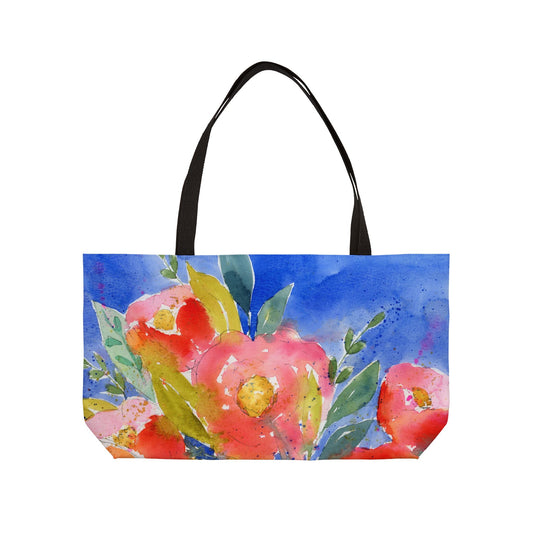 Big Bloom Weekender, Bold Citrus Floral Watercolor, Weekender Tote Bag