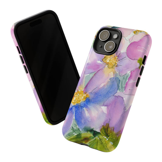 Wild Violet Flowers Classic Phone Case, Watercolor Phone Case