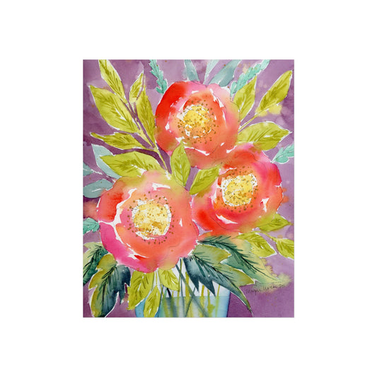 Colorful Watercolor Print, Bold Floral Print, Pink & Purple Floral Watercolor Fine Art Prints