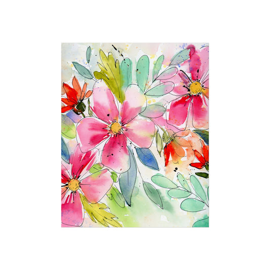 Abstract Pink Floral Print, Pink Abstract Floral Watercolor Fine Art Prints