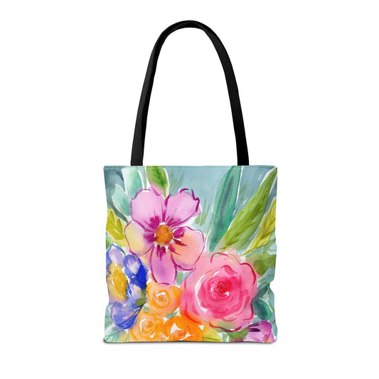 Colorful Watercolor Floral Tote Bag