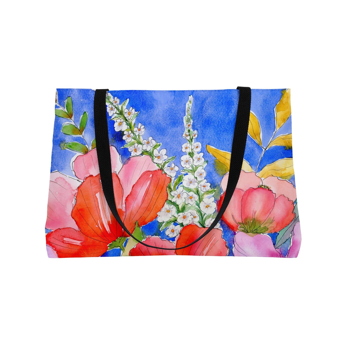 Colorful Floral Weekender Tote Bag - Large Watercolor Painted Tote