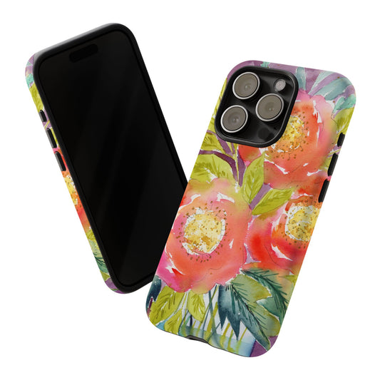 Bright Blush Blooms, Watercolor Phone Case