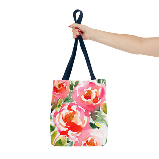 Pink Floral Watercolor Tote Bag - Colorful and Bold Floral Design