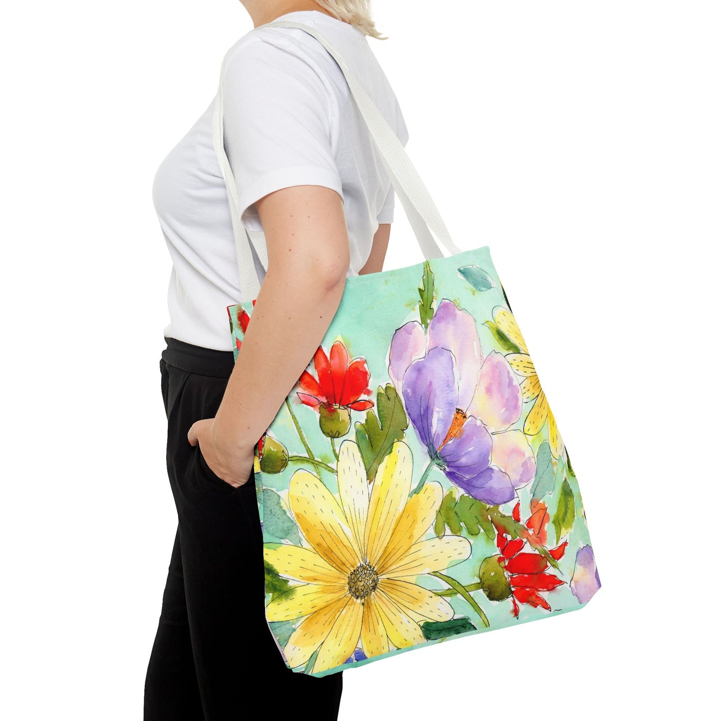 Colorful Flower Watercolor Tote Bag - Bloom & Go Floral Tote