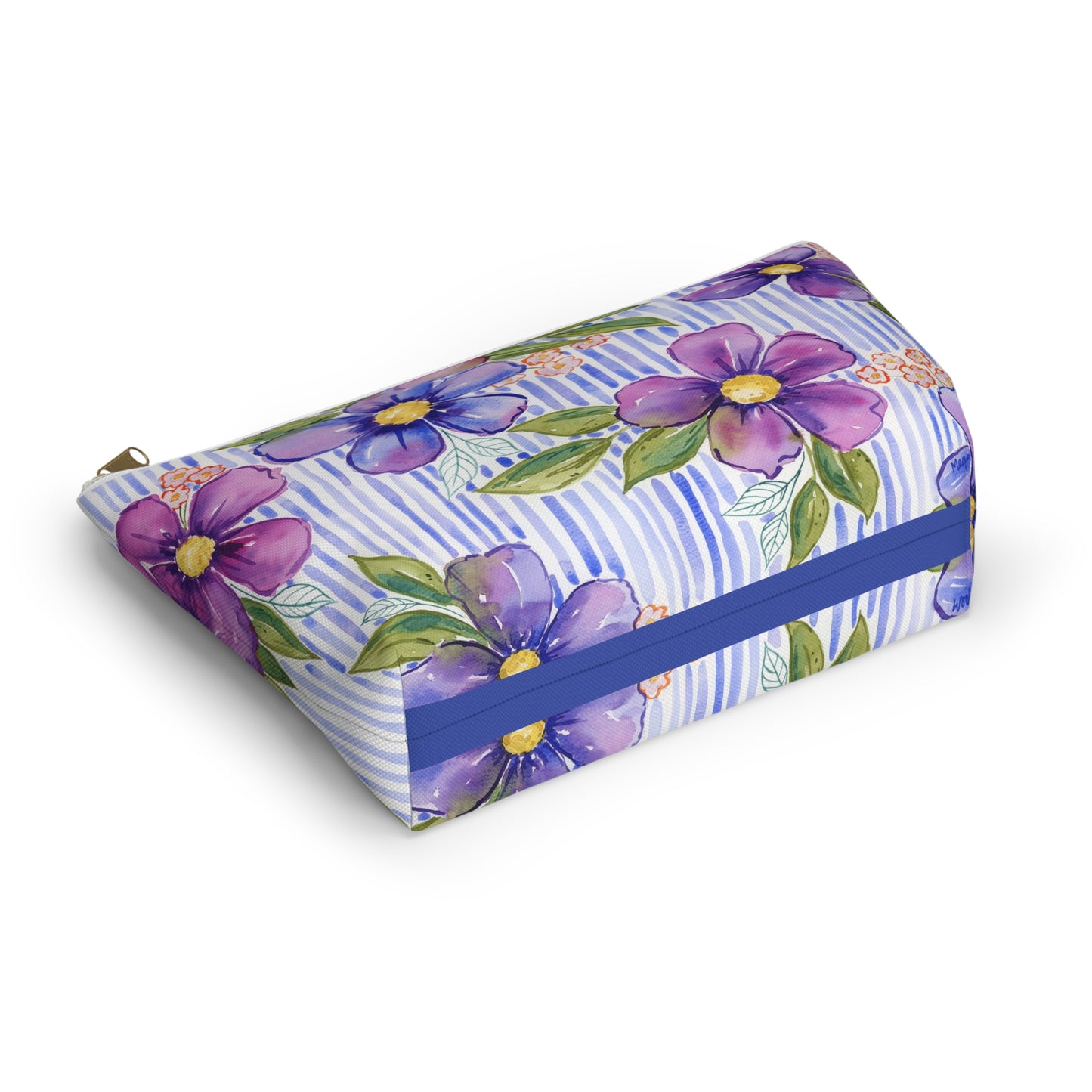 Lavender Lane Zip Pouch, Lavender Blue Accessory Pouch, Part of the Petals & Pinstripe Collection