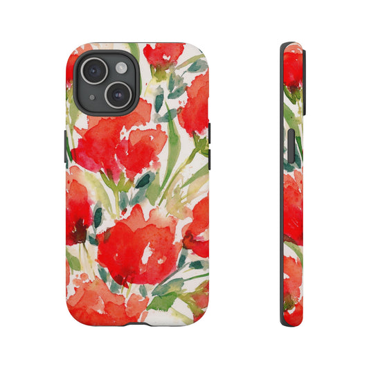 Red Romance loose Watercolor Painted Phone Case