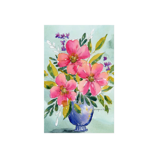 Pink Flower Home Decor Print, Floral Watercolor Print, Pink Floral Watercolor Fine Art Print