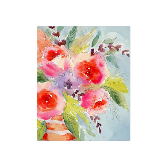 Floral Watercolor Original Art Print, Wild Rosy Floral Watercolor Fine Art Print