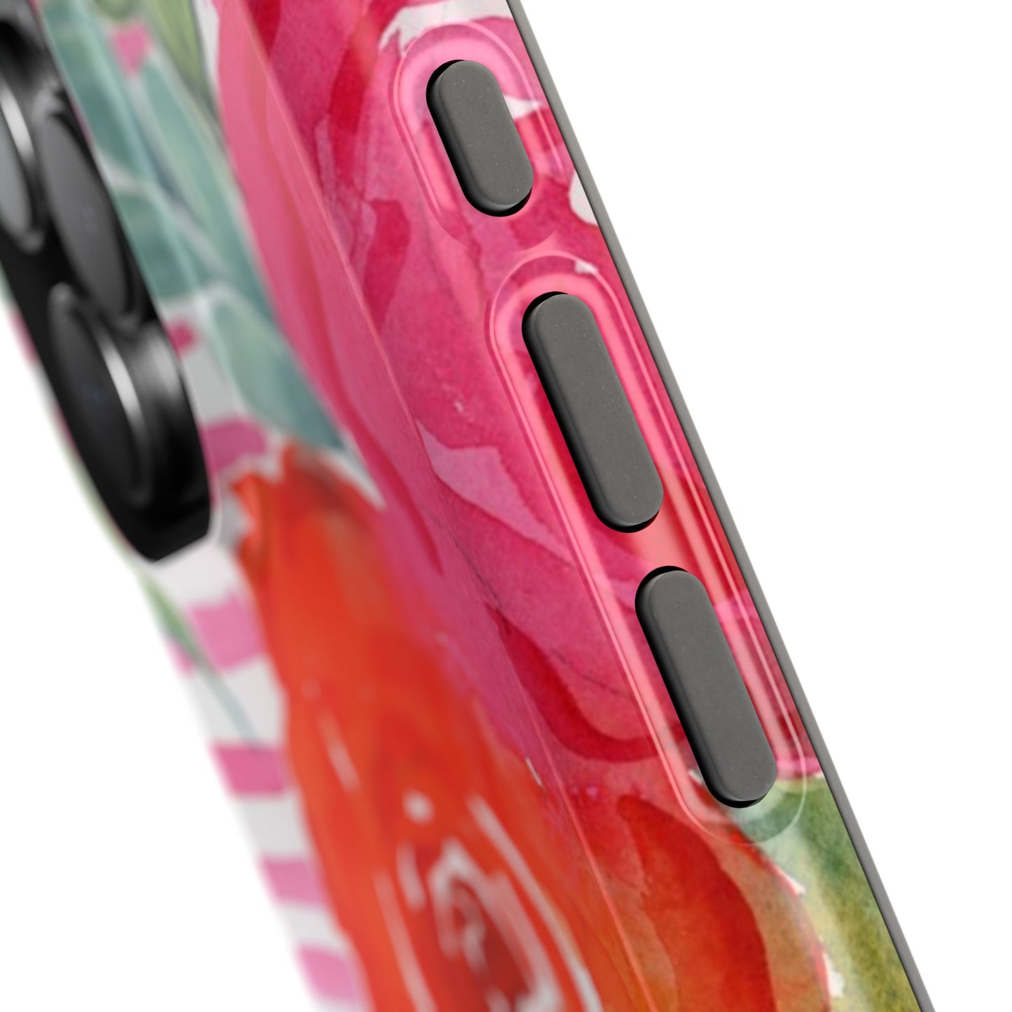 Pink Queen Magnetic Phone Case, Pink Floral Striped Phone Case
